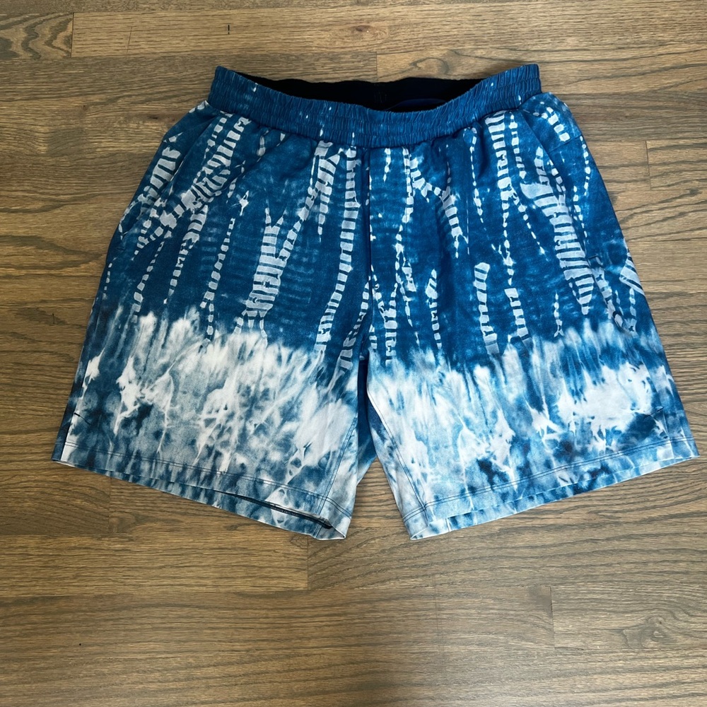 Lululemon Men Blue Indigo Tide Channel Cross Swim Short 7" Inseam